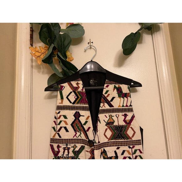 Vintage Tapestry Lodge Aztec Vest/Cotton Medium - Picture 2 of 9